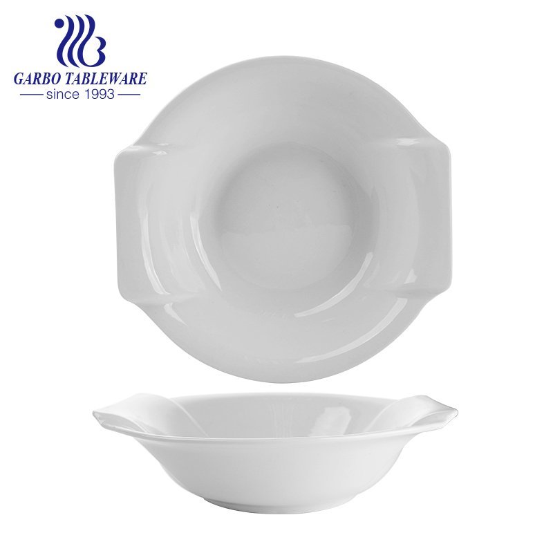 Wholesale 10 inch flower shaped porcelain wide bowl for hotel usage