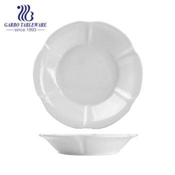 Wholesale 10 inch flower shaped porcelain wide bowl for hotel usage