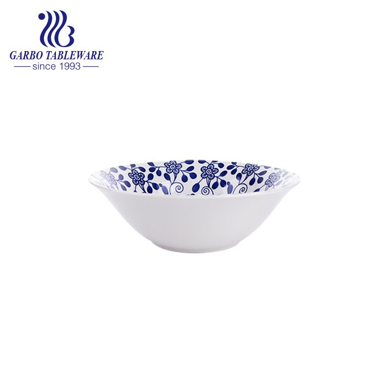 370ml cheap ceramic bowl with inside underglazed decal for noodles eating