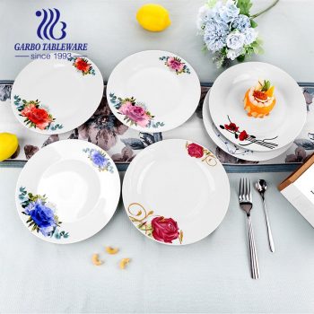 Proveedor de China plato de pasta de espagueti de porcelana de restaurante de hotel blanco liso redondo diseño OEM plato de cena de cerámica de 9 pulgadas