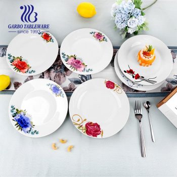 China supplier round plain white hotel restaurant porcelain spaghetti pasta plate OEM design 9inch ceramic dinner dish plate