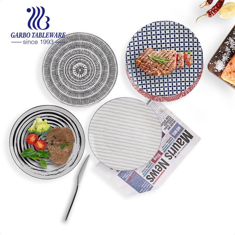 Fábrica de OEM barato de design exclusivo personalizado de massa de bife de grés redondo 10.5 polegadas sob pratos planos de cerâmica esmaltados para servir comida