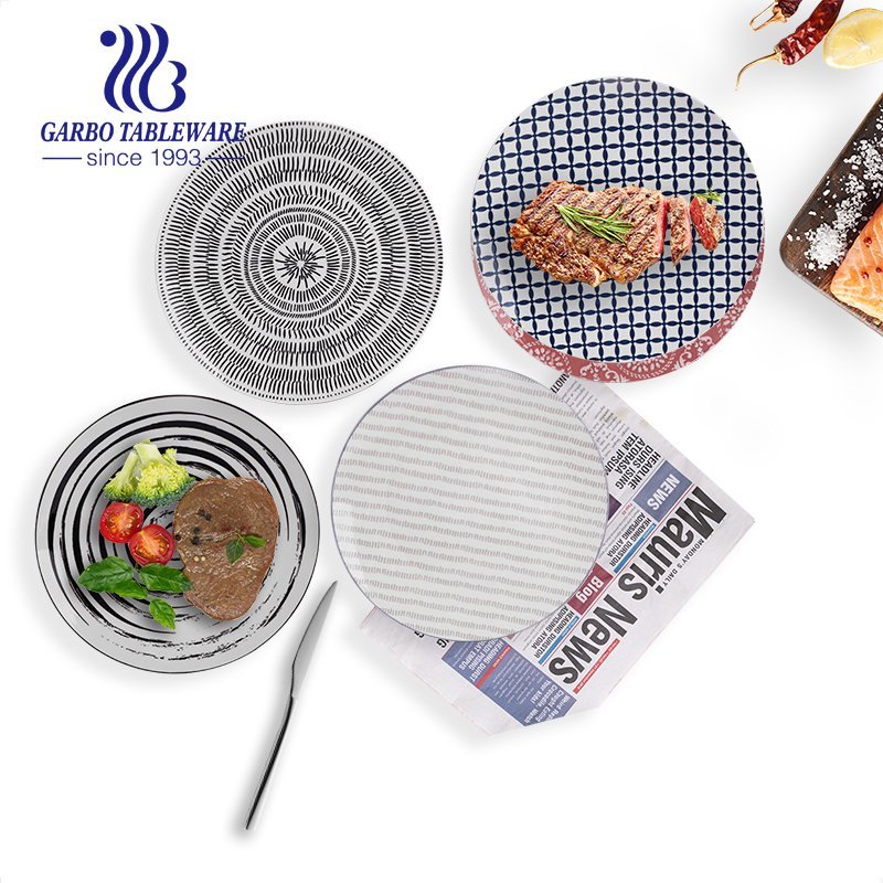 Factory cheap OEM unique design custom round stoneware steak pasta 10.5inch under glazed flat ceramic dinner plates for food serving