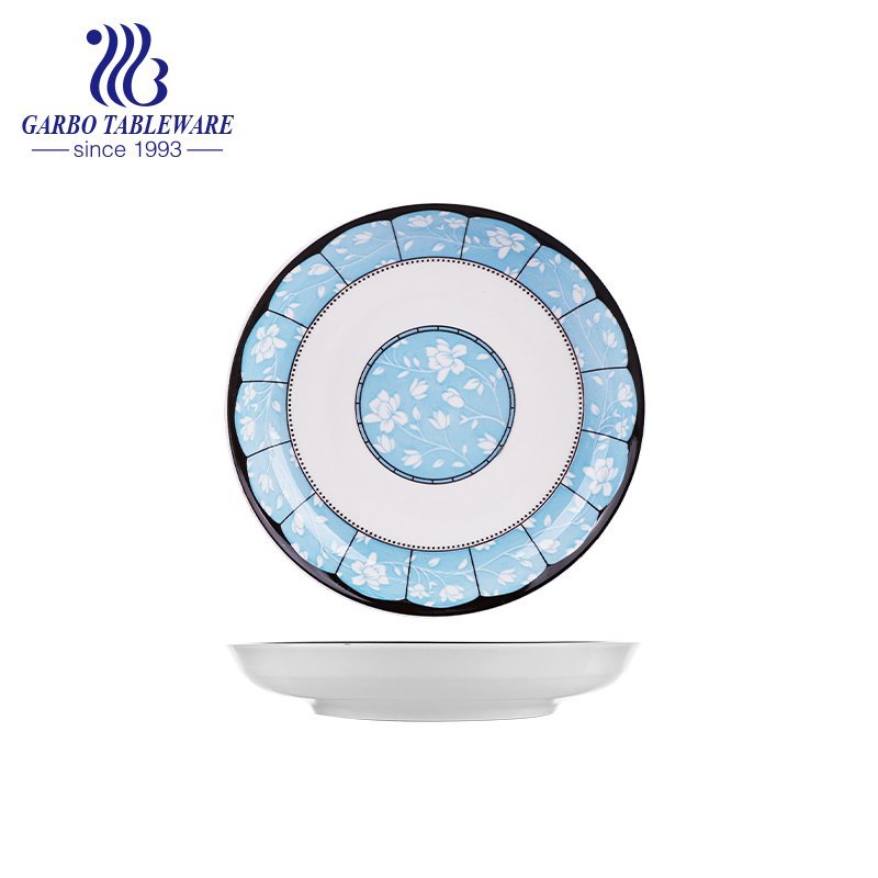 Custom OEM unique glazed design wholesaler cheap hotel serving 8inch deep porcelain plate