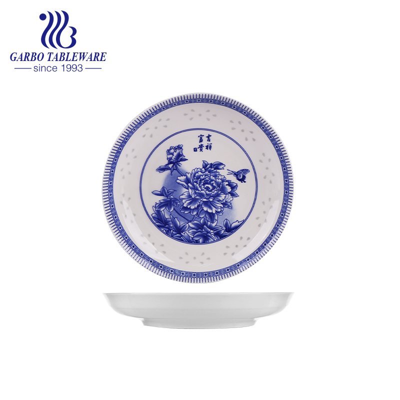 Custom OEM unique glazed design wholesaler cheap hotel serving 8inch deep porcelain plate