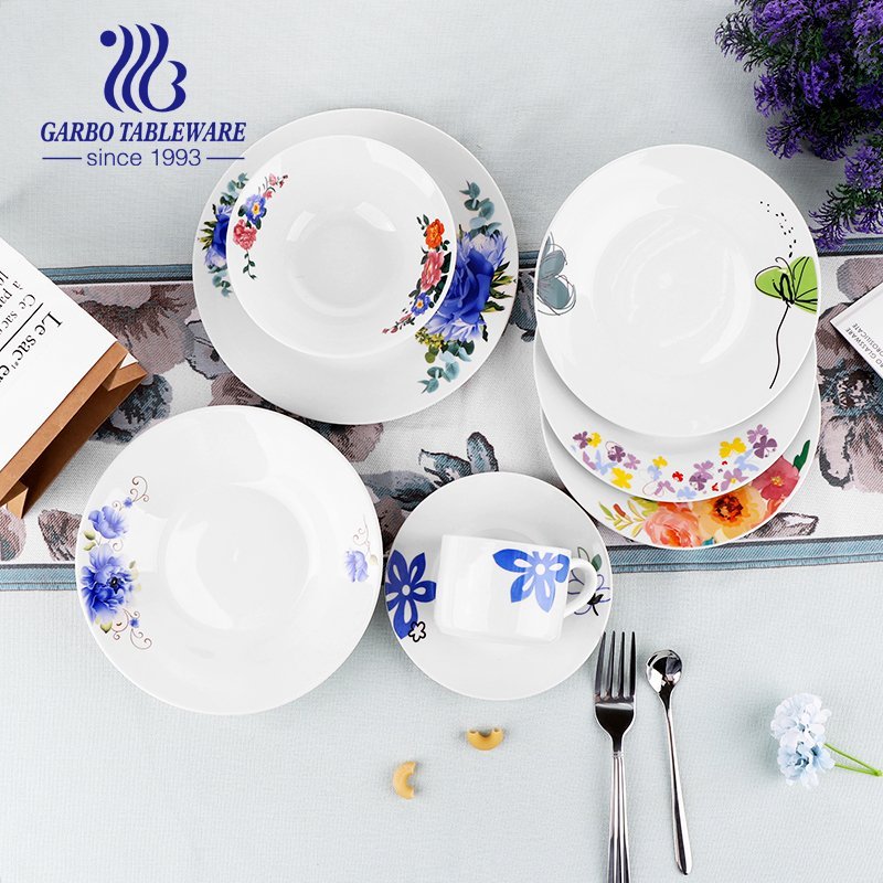 China supplier round plain white hotel restaurant porcelain spaghetti pasta plate OEM design 9inch ceramic dinner dish plate