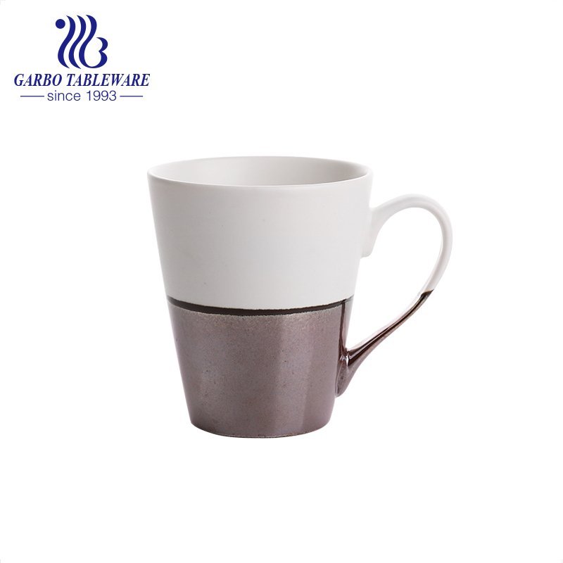Flower printed design with color glaze yellow ceramic water mug 240ml stoneware cappuccino mugs Mocca Cafe cup for office.