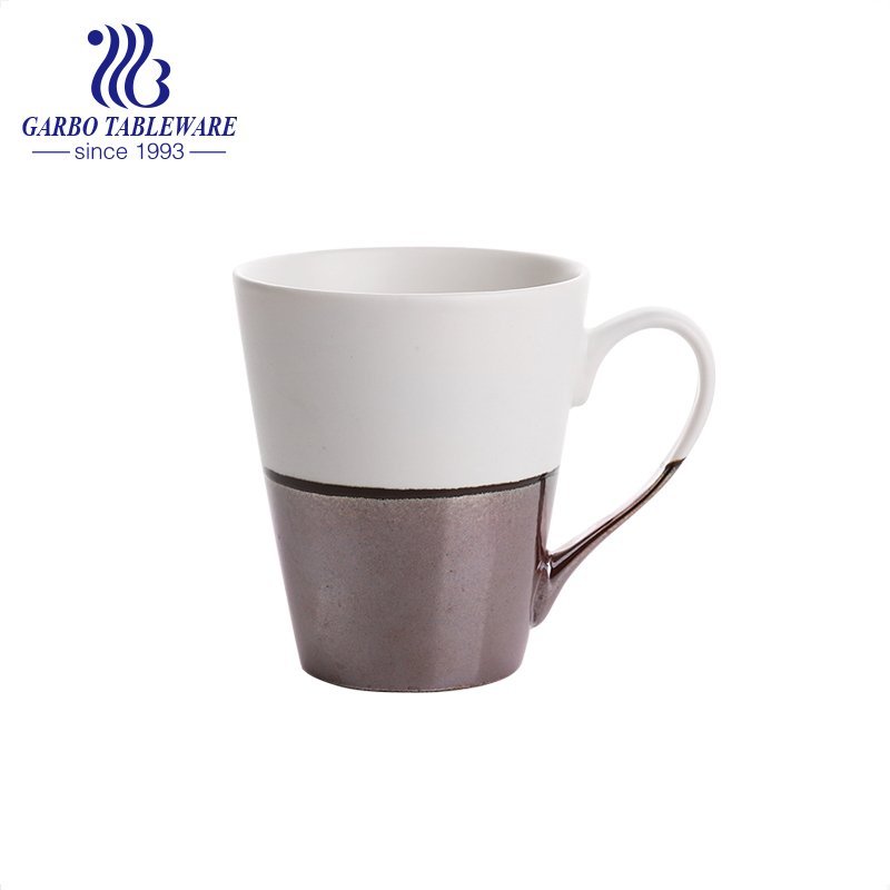 Blumendruck mit Farbglasurgelb Keramik Wasserbecher 240ml Steinzeug Cappuccino Becher Mocca Cafe Tasse für Büro.