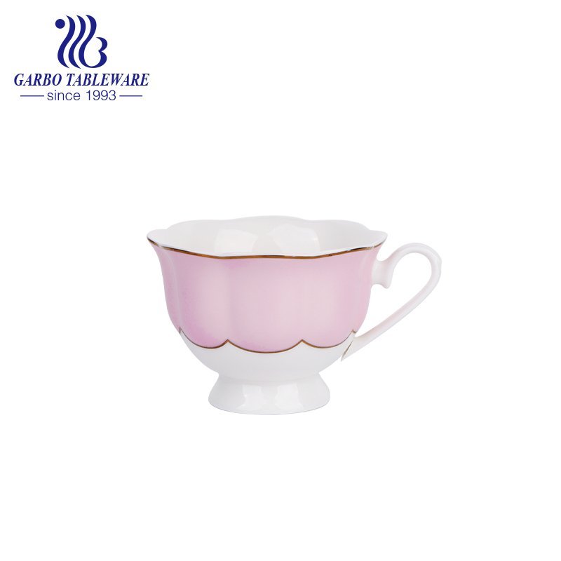250ml spray color glaze ceramic cup European style porcelain coffee drinking mug with green handle for shop