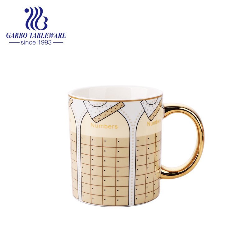 Flower printed design with color glaze yellow ceramic water mug 240ml stoneware cappuccino mugs Mocca Cafe cup for office.