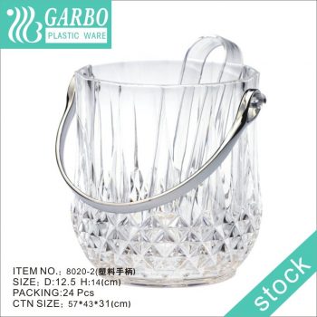 Wholesale classic diamond design unbreakable Acrylic ice bucket with ice tong