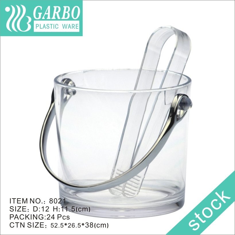 Wholesale classic diamond design unbreakable Acrylic ice bucket with ice tong