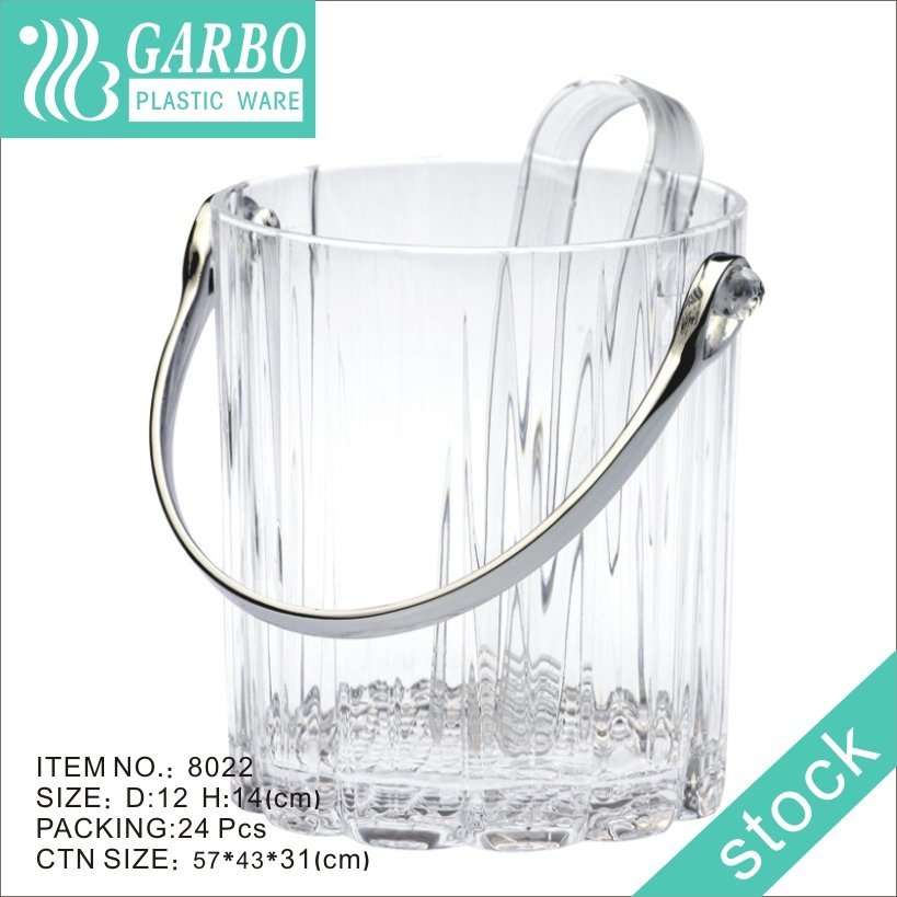 Wholesale classic diamond design unbreakable Acrylic ice bucket with ice tong