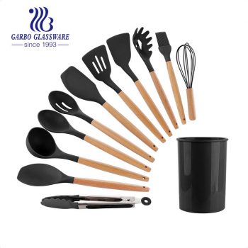 24Pcs Silicone Kitchen Cooking Utensils Set With Non-Stick and Heat Resistant Kitchen Tools Useful Cooking Gadgets Bamboo Handle