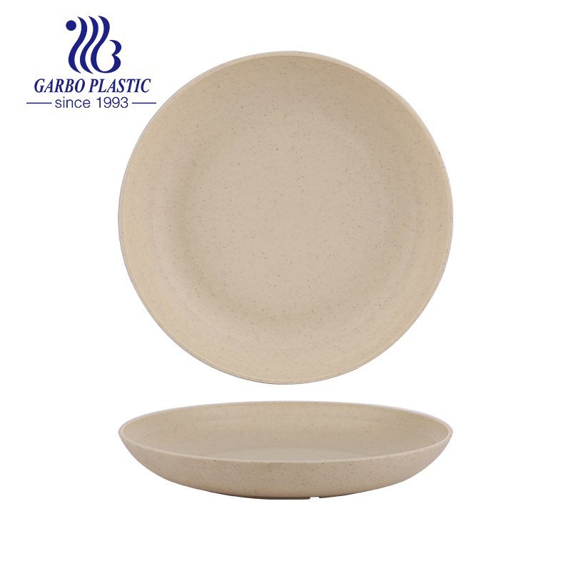 Blue BPA Free & Eco-Friendly 6 inch Wheat Straw Plastic Salad Plates in Multi Colors Stacking Reusable Serving Plates