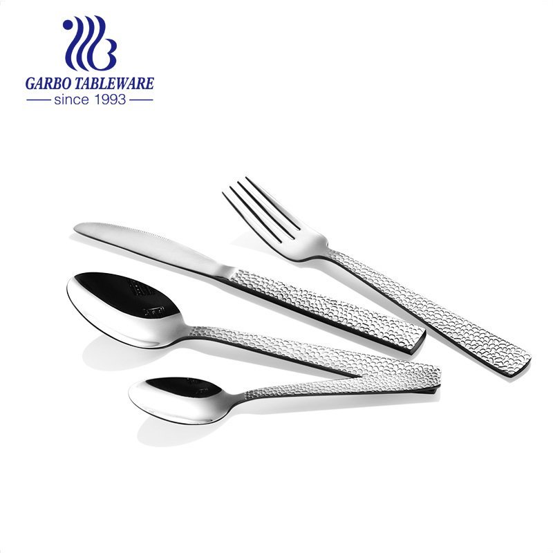 Garbo stainless steel hammered flatware dinner meal forks elegant classic design tableware serving fork