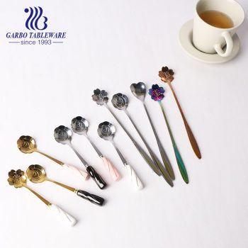 Mirror polish 410 stainless steel ice cream coffee tea spoon with different color and size
