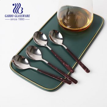 Factory price sliver 430 cutlery spoon set flatware mini stainless steel dessert spoon for coffee tea honey
