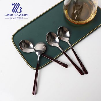 430 grade stainless steel dessert spoons with red color Handle cutlery sets