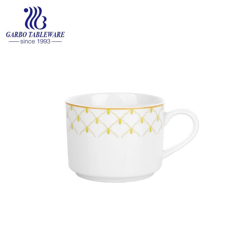 Royal high wite clear new bone china copo para beber com base de cerâmica canecas para bebidas conjunto de copos de porcelana com borda dourada personalizada e copos com impressão de logotipo