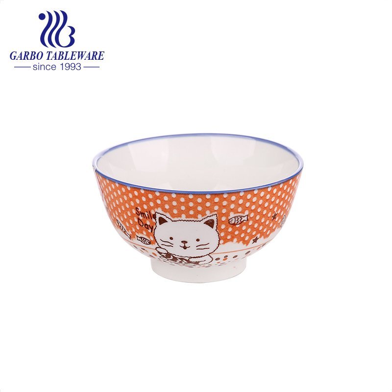 China factory Traditional round 4.5 inch porcelain rice bowls ceramic soup bowls cereal bowls with flower design