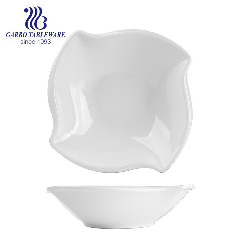 microwave oven safe flower shaped hotel porcelain deep bowl ceramic soup bowls 10 inch bowl set