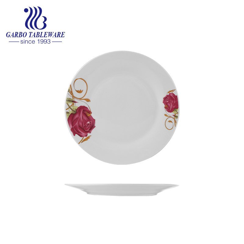 Wedding banquet serving OEM design tableware round 9 inch white flat ceramic dinner plates