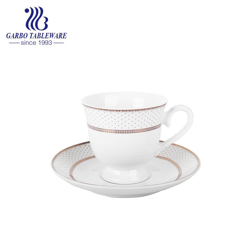 Caneca potável de porcelana de cerâmica com impressão em ouro para hotel e cafeteria. Copos novos bone china com alça grande