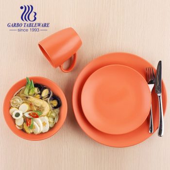 Wholesale Tableware colorful glazed matte finished stoneware tabletop royal dinner set 16pcs fine ceramic dinnerware sets