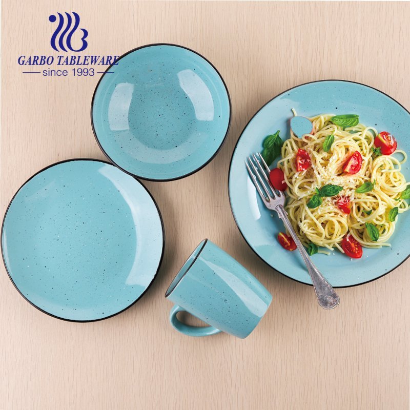 Оптовая торговля столовая посуда красочная глазурованная матовая керамическая посуда настольный королевский набор посуды 16 шт. Изящные керамические наборы посуды