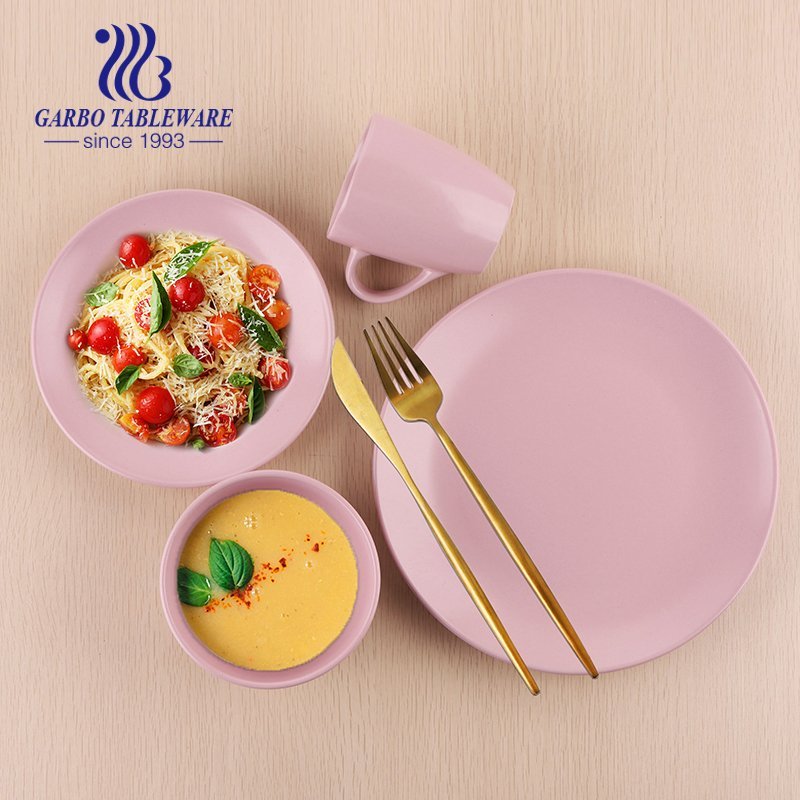 Wholesale matte finished green color dinnerware sets 16pcs ceramic tableware