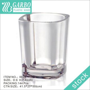 Vidro shot de policarbonato 13cl com design clássico de formato quadrado transparente Garbo