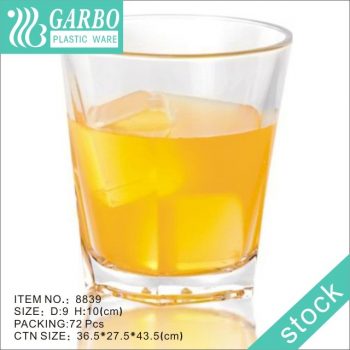 Verre à whisky / jus en plastique résistant cassé clair de polycarbonate 12oz