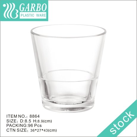 Clear broken resistant 12oz plastic polycarbonate whiskey / juice glasses