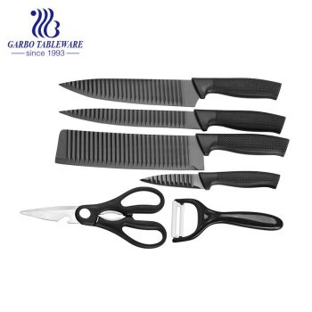 Großhandel Professional Chef Knife Set Hochwertige Safe Personlized Farbe Logo 6pcs Küchenmesser Set Mit PP Schwarz Griff