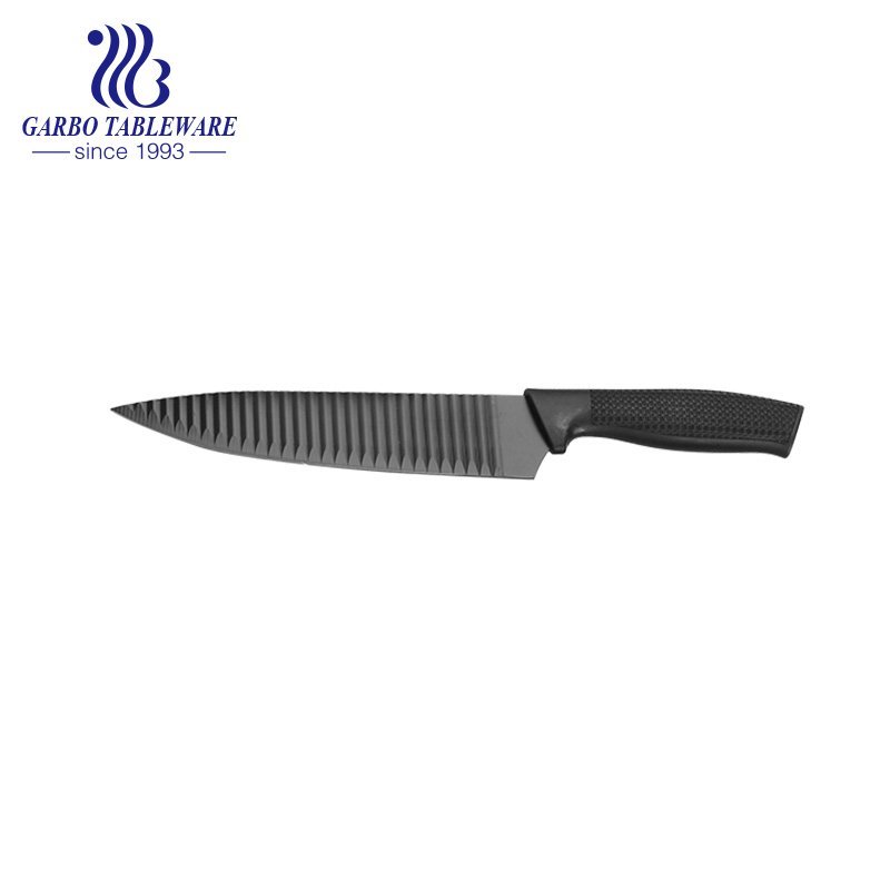 طقم سكاكين طاه محترف عالي الجودة آمن بشعار ملون 6 قطعة مجموعة سكاكين مطبخ بمقبض PP أسود