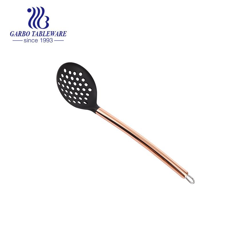 Nylon Cooking Utensil Sets  Cookware Non-stick Heat Resistant with Stainless Steel Rose Gold Handle