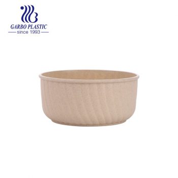 Wheat straw natural skin-colored unbreakable plastic bowl for salad dessert with cheap price from factory