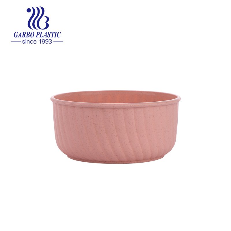 Wheat straw natural skin-colored unbreakable plastic bowl for salad dessert with cheap price from factory