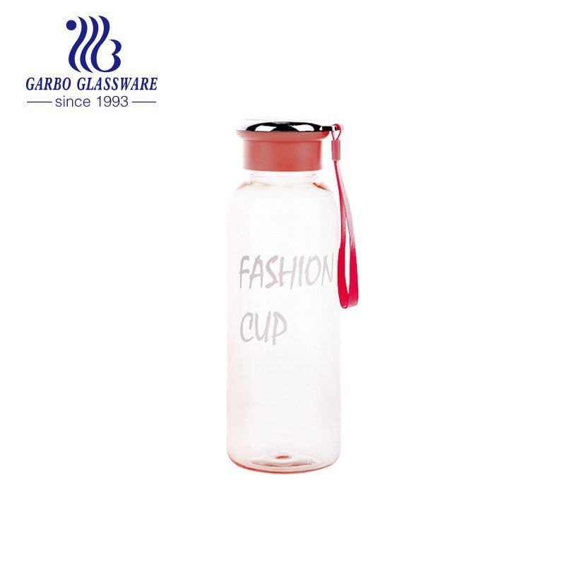 زجاجة شرب مياه بلاستيكية خالية من مادة BPA وردية اللون سعة 600 مل من Garbo مع ماصة