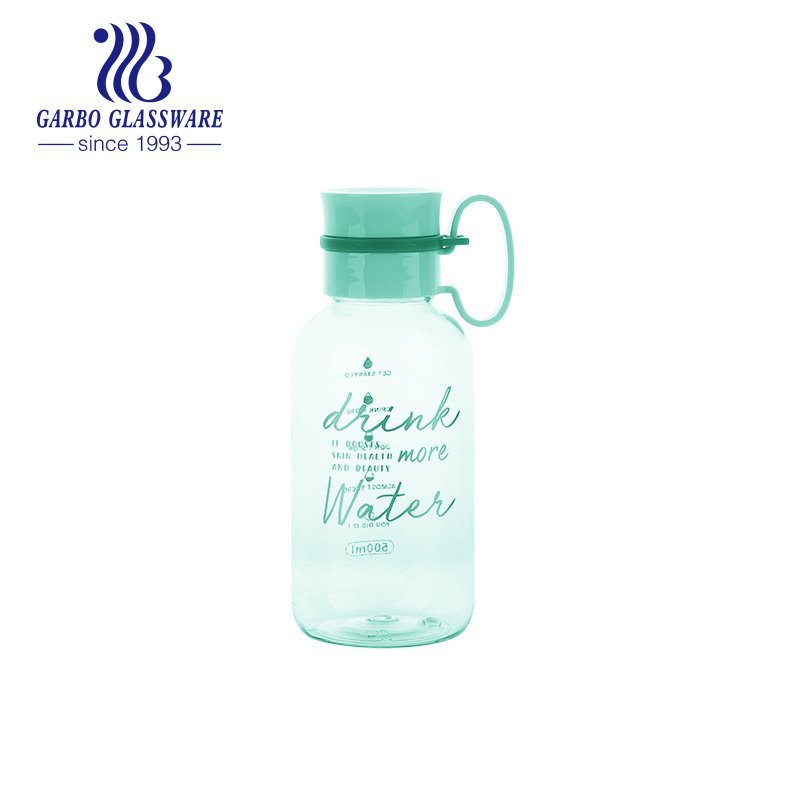 Garrafa de água de plástico fácil de transportar de 430ml verde BPA grátis