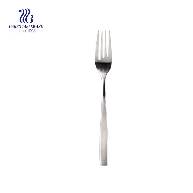 Silver premium quality dinner forks with black printing handle modern flatware with smooth edge