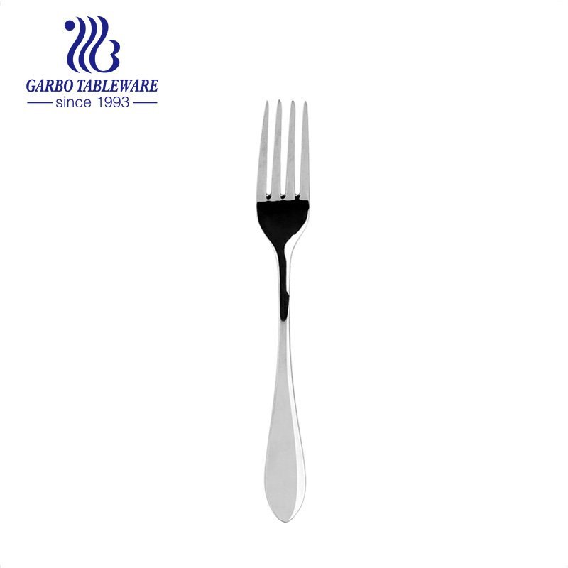 Silver premium quality dinner forks with black printing handle modern flatware with smooth edge