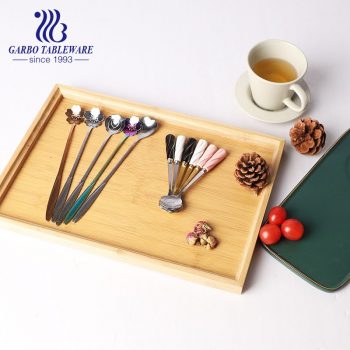 High end silver and colorful plating spoon stainless steel flatware western tea spoons