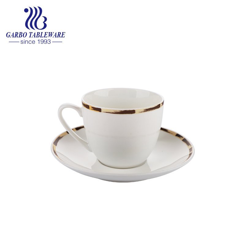 Nuevo juego de taza y platillo de café de porcelana de hueso nuevo de 100 ml