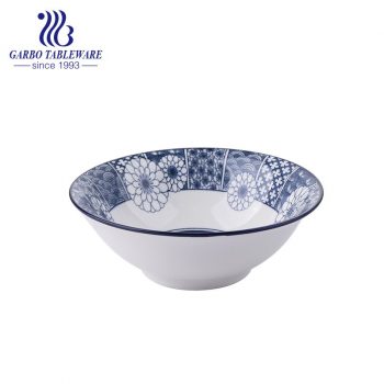 370ml cheap ceramic bowl with inside underglazed decal for noodles eating