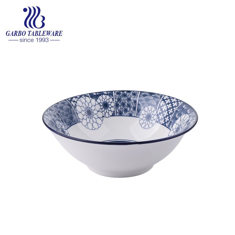 500ml cheap stoneware bowl with inside underglazed decal for home