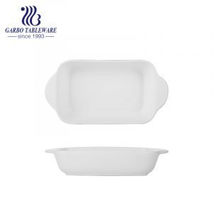 440ml white color porcelain bakeware with handle