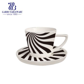 индивидуальный дизайн черной линии, новый набор чашки и блюдца из костяного фарфора