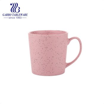 Wheat straw design pink color glaze ceramic porcelain mug 500ml magnesia porcelain drink ware water cup with big handle